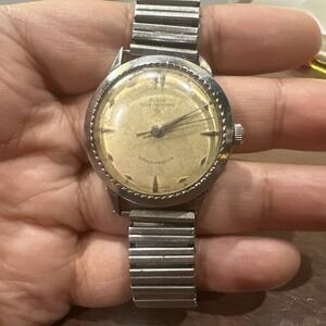 Vintage Elgin Shockmater Self Winding Rare 17 Jewel Men Watch Works Bt Runs Fast